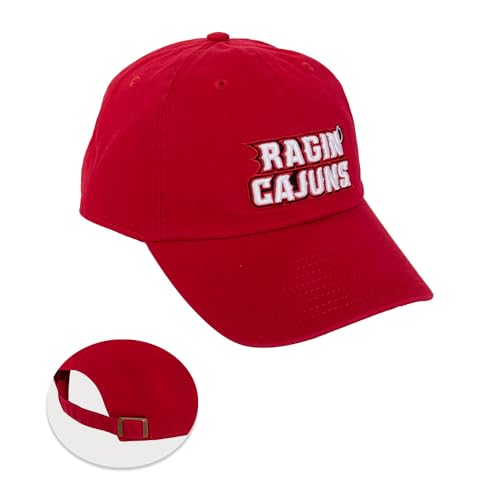 Desert Cactus University of Louisiana Lafayette Baseball Hat Ragin Cajuns Brimmed Embroidered Hats Cap Adjustable Cloth Strap Adult (Style A) Red