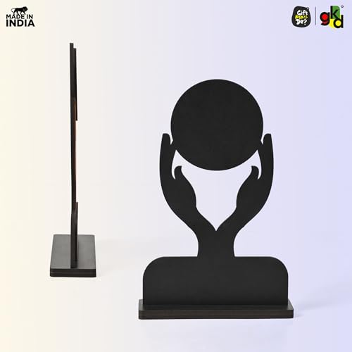 Image of GKD Wooden Trophy with Golden Acrylic | Self-Customizable with Sticker Award /Memento for Events, Corporate Gifting, School Functions & Achievements (Golden Gratitude - Self)