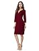 HiQueen V-Neck Wear to Work Bussiness Slim Dress 3/4 Sleeve Wine Red M