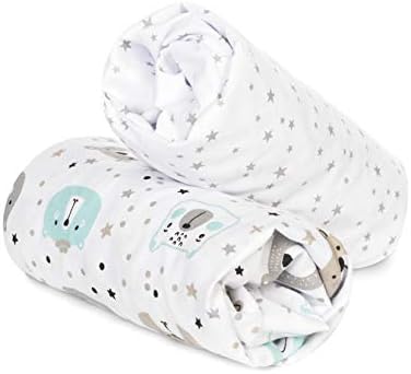 FlyIdeas Next to Me Crib Fitted Sheets 2 Pcs Set 83x50cm, 100% Pure Cotton - Perfectly Compatible with 50x83 cm Bedside Cradles, Made in EU