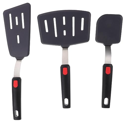 Spatule de cuisine silicone UPKOCH, lot de 3 ustensiles portables pour poêles antiadhésives