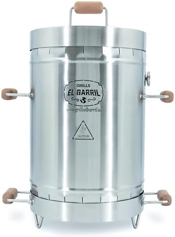 EL BARRIL 30lbs Smoker Grill Combo, Stainless Steel Vertical Barr...