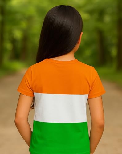 Image of Boys & Girls Cotton T-Shirt for Independence Day Special | Tricolor Round Neck Tee for Boys | Half Sleeve T-Shirt | Round Neck T-Shirt | Pack of 1|