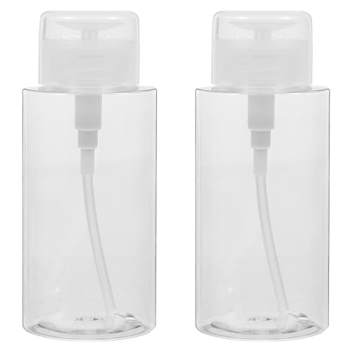Tofficu Dispensadores De Bomba De Empuje De 300 Ml 2 Botellas Rellenables Vacías con Tapa Abatible para Esmalte De Uñas Desmaquillante Viajes Tónico Facial