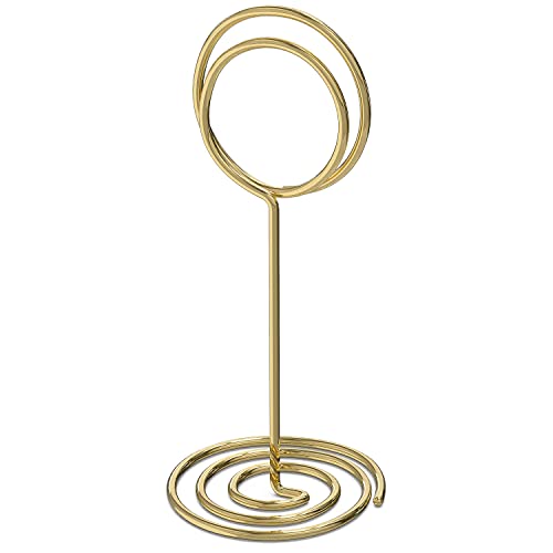 10 Pack Gold Table Number Holders - Place Card Holders for Signs - Photo Holders for Centerpieces Weddings - Photo Stand Clip - Picture Holder for Tables - Wire Food Signs Restaurant Setting Cards