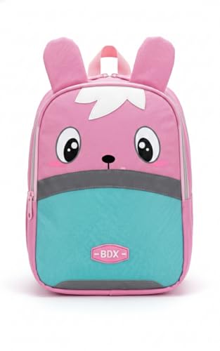 Mochila Infantil Escolar Desenho Animado Colorido com Alças Ajustáveis e Zíper Reforçado (Rosa + Verde)