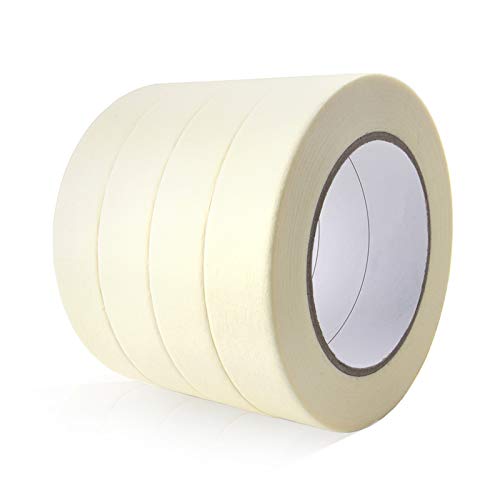 TIANBO FIRST General Purpose Masking Tape for Home and Office, 0.94 Inch x 60 Yards, 4 Rolls, Beige