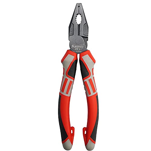 8 inch Side Cutting Pliers Linesman's Wire Cutter Vice Pliers CRV Industrial Combination Snap Ring Pliers Electrician Heavy Duty Vice for Cut Copper, Aluminum