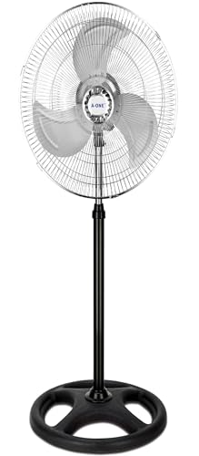 UBOON Ventilador de Pie Potente y Silencioso - Ventilador con Altura Regulable, 3 Velocidades, Sin Vibración, Base Estable, Fácil de Montar