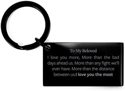 to My Beloved Keychain I Love You More I Love You The Most for Beloved Engraved Keychain Brithday Anniversary