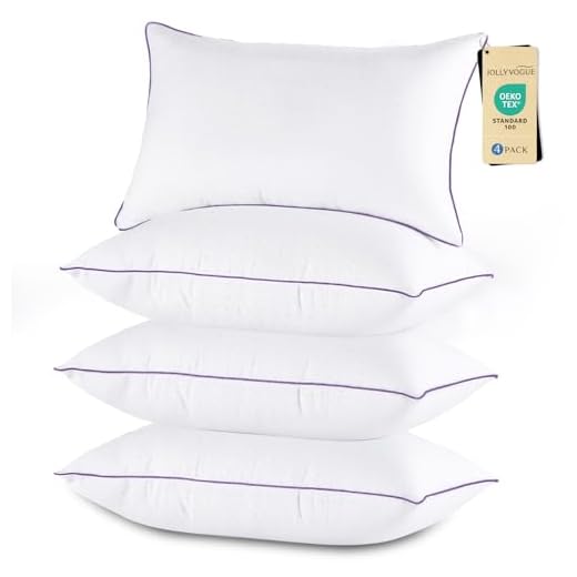 JOLLYVOGUE Pillows Standard Size Set of 4, Washable Supportive Full Size Bed Pillows with Super Soft Down Alternative Fill, Luxury Fluffy Hotel Quality for Side, Back and Stomach Sleepers