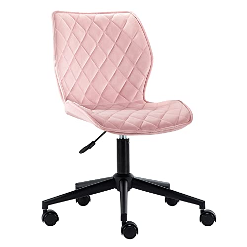 Duhome Silla Giratorio de Tela Terciopelo Gris Silla de Oficina Escritorio con Ruedas Regulable Ajuste de Altura con Respaldo seleccion de Color 5180W, Color:Rosa Claro, Material:Terciopelo