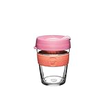 KeepCup Brew, Reusable Coffee Cup - Tempered Glass and Splashproof Sipper Lid, Medium 12oz/340ml - Tangerine
