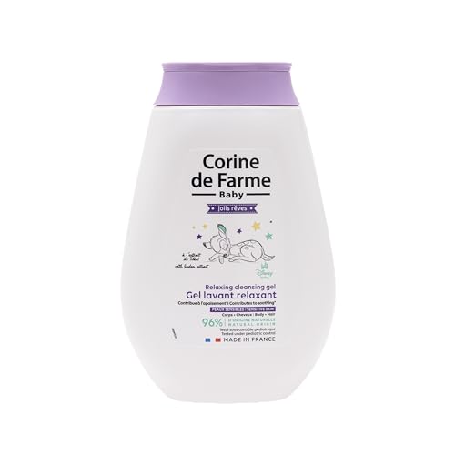 Corine de Farme, Gel Lavant Relaxant 250ml à l'Extrait de Tilleul pour Bébé - Doux, Hypoallergénique, Parfum Apaisant, Idéal pour Peau Sensible et Cheveux Délicats, Testé Pédiatriquement