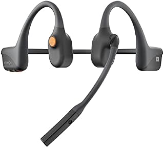 AFTERSHOKZ OpenComm Stereo Wireless Headset with Noise-Canceling Boom Microphone Bone Conduction Bluetooth 5.0 Office Business Work From Home Commercial Use, Slate Grey