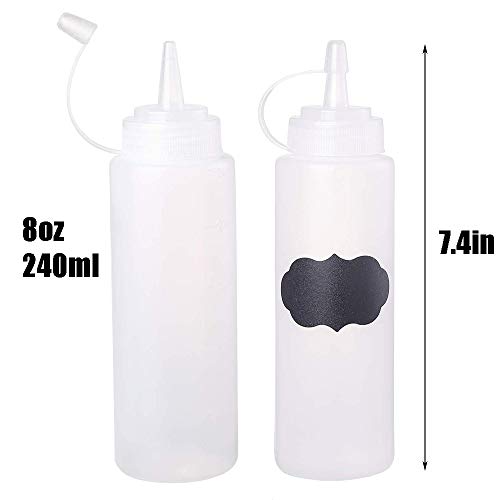 Ojyudd 12 Pack 8 Oz Plastic Squeeze Bottles Multipurpose Squirt Bottles For Ketchup,Barbecue,Sauces,Syrup,Dressings,Arts & Crafts Provide Chalkboard Labels,Chalk Marker #TOP1