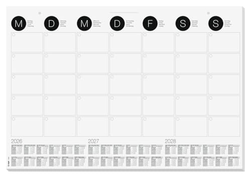 SIGEL H6550 Sous-main en papier, bloc papier mural avec calendrier sur 3 ans et aperçu mensuel, design monthly planner, A2 (59, 5 x 41 cm), noir et blanc, 12...