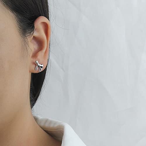 Boucles d'oreilles cheval argent 925 véritable bijou fin chic - 5