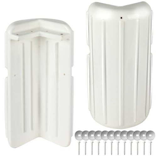 ORLANG 2Pack 8in X 16in Corner Dock Bumper Fender, Inflatable Dock Protection for Docking, Marine Dock Fender Bumper with Stainless Steel Mounting Hardware - White