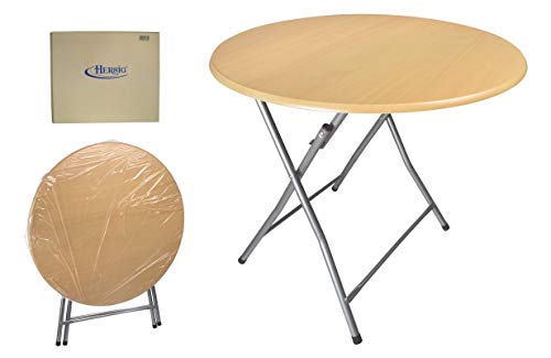 HERSIG - Mesa Plegable Redonda | Mesa Auxiliar Plegable Multiusos - Diámetro 80 cm