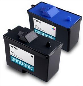 Reman Dell 7Y743 & 7Y745 Ink Cartridges -Pack of 2 (1 Black & 1 Color) / A940, A960 Printers