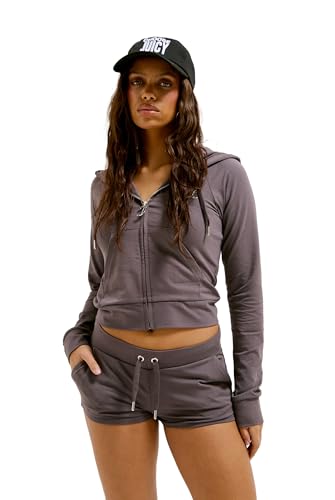Juicy Couture Felpa da Donna Oola con Cappuccio e Chiusura Lampo, Top Hat, M