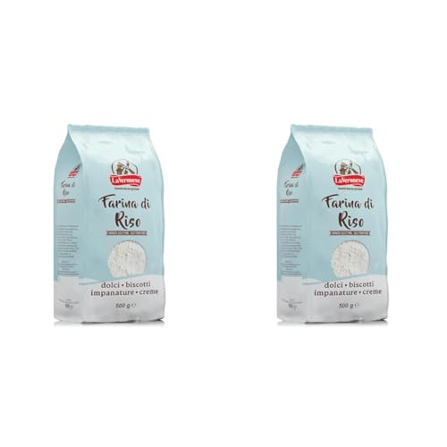 La Veronese | Farina di Riso, per la Preparazione di Prodotti da Forno e Creme, Senza Glutine, Prodotto di Alta Qualità, Senza Coloranti e Conservanti, 500g (Confezione da 2)