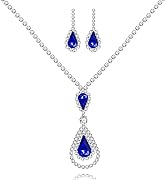 Uloveido Alloy Crystal Wedding Jewelry Sets for Brides Rhinestone Necklace and Drop Earrings Plat...