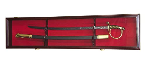 sfDisplay.com,LLC. Single Sword & Scabbard Display Case Cabinet Wall Rack Custom Colors - Lockable (Cherry Finish, Red Felt Background) sfDisplay.com,LLC. Single Sword & Scabbard Display Case Cabinet Wall Rack Custom Colors - Lockable (Cherry Finish, Red Felt Background)
