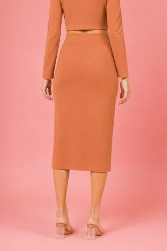 Image of FYLTR Women's Stretchable Mid Rise Midi Skirt|Side Slit|Slim Fit Casul wear