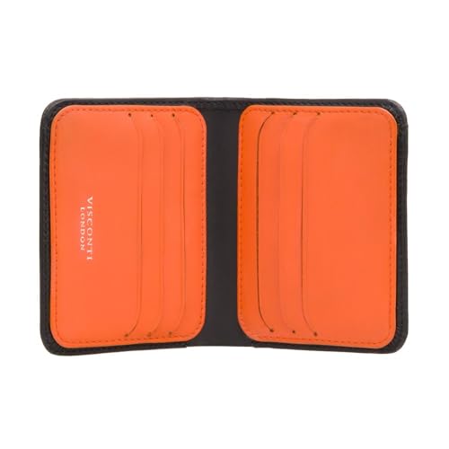 VISCONTI Slim Collection Lank Leather Wallet with RFID and Tap and Go VSL34 (Black/Orange)