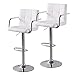 WeHome - 2 X Sgabelli da Bar Regolabile Sgabello da Cucina Girevole a 360° Sedia con Schienale e Poggiapiedi in Similpelle Capacità di Peso 200kg, dotato di braccioli poggiabraccio (Bianco)