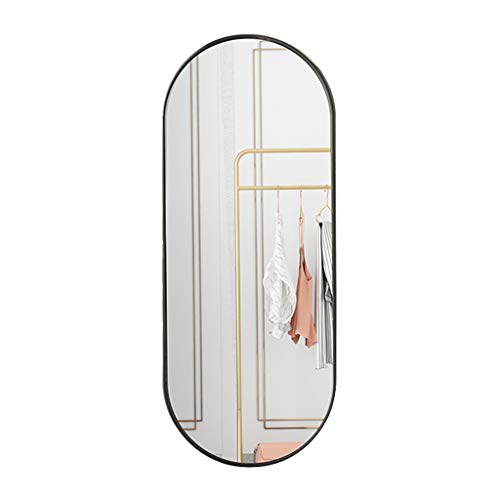 Espejo nórdico ovalado de cuerpo entero, espejo de tocador, espejo de baño de pared, espejo decorativo de dormitorio con marco de metal de hierro, espejo de tocador HD a prueba de explosiones, dorad