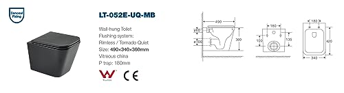 BTW Pisa Hängendes WC schwarz matt | 10 Jahre Garantie | Maße 365 x 530 x 360 mm – Bild 3