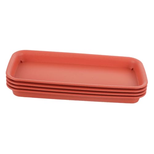 Operitacx 4個 防漏設計長方形プラスチック鉢受け皿 床や家具を保護する水受けトレイ ガーデンや室内用プランター用ドリップトレイ