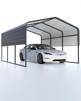 13' x 16' x 10' Metal Carport Heavy Duty, 27 Ga. Steel Roof and 18 Ga. Reinforced Frame, Permanent Shed for Agricultural Machinery, Carport for Cars, Boats, Trucks, and Tractors, N.W. 460 lbs