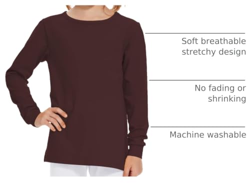 Image of 3T 4T 5T to 12 Years Girls Long Sleeve Shirts Kids Cotton T-Shirt Toddler Basic Crew Neck Top