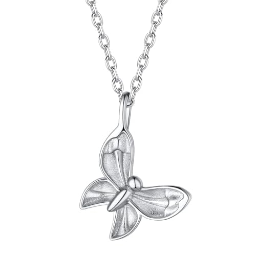 FindChic Butterfly Necklace for Women Girls Stainless Steel/925 Sterling Silver/Gold Plated Dainty Necklace Small/Hollow-out/3D Stereoscopic Butterfly Design Jewelry Gift for Valentine Birth