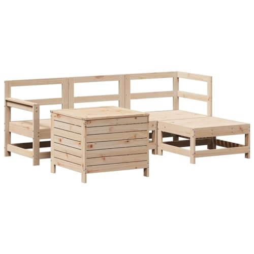 vidaXL Salon de Jardin 5 pcs Bois de pin Massif, Ensemble de canapés d'extérieur, Ensemble de canapés de Jardin, canapé d'extérieur modulable