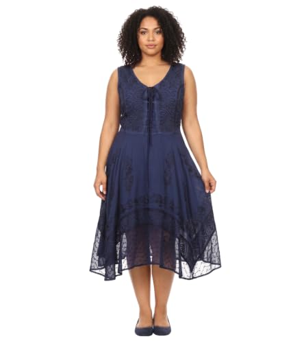 Image of Sakkas Magdilena Stonewashed Corset Front Embroidered Dress