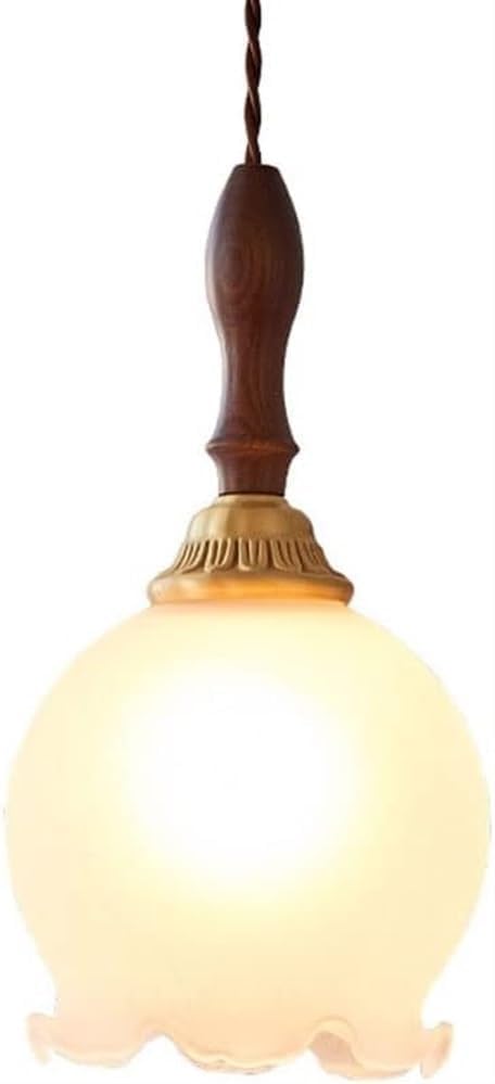 Lustre en Forme de Fleur en Bois et Verre Ciselé pour Décoration de Chevet Élégante