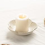 Ceramic Pillar Candle Holder Plates, Decorative Candlestick Holder, Tea Light Incense Santo Palo Holders, for Dinning, Party, Wedding, Birthday, Anniversary Decorations, 1pack (White)