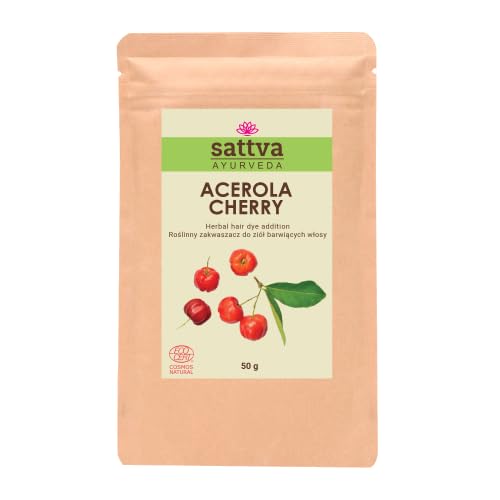 Sattva Ayurveda Hair Dye Additive - Acerola Cherry Powder, 50g Natural and Healthy Shine For Men & Women Red Colour-picture-13