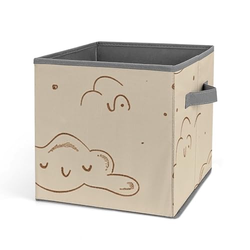 Cube de rangement anti-désordre beige pliable avec poignée armoire - 2