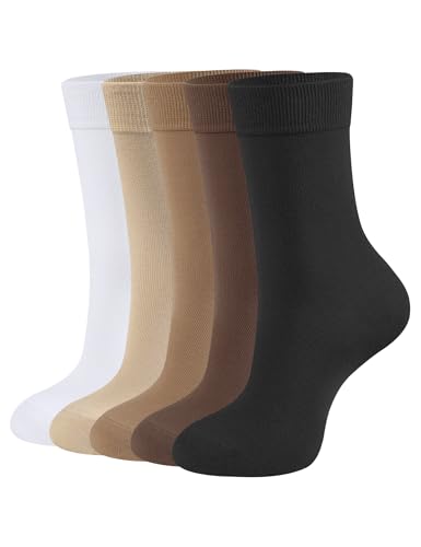 [CLOSEMATE] 靴下 レディース ソックス 通気防臭 5足セット コーマ綿 吸汗速乾 クルーソックス 可愛い 通勤通学 カジュアル 蒸れない 四季適用 22-25cm スクール 黒