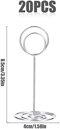LUTER 20pcs Table Number Holders, 3.3 Inch High Table Number Holders Silver Table Sign Holder Clips for Photo Menu Memo for Wedding Anniversary Birthday Party