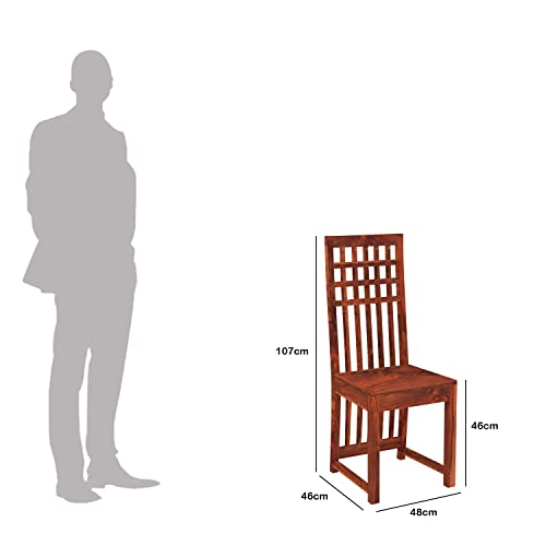 Image of Kuber Wooden Dining Chairs Set of 2 for Kitchen & Dining Room, Two Seats, Solid Sheesham Wood, Honey Finish