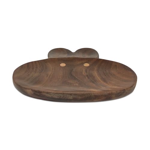 Image of Wooden Platters| Rosewood Serving Platter with Smooth Surface| Handcrafted Decorative Trays for Serving Snacks Fruits Desserts| Bunny Shape Appetizer Plate