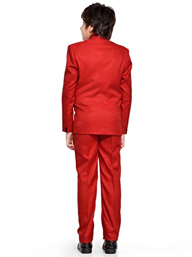 Image of Boys Red Coat Suit Set with Waistcoat Shirt and Trousers (9086)