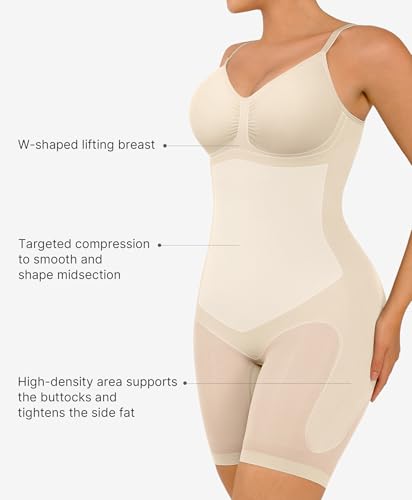 Image of FeelinGirl Shapewear Tummy Control Seamless Bodysuit Hip Enhancer Body Shaper for Women